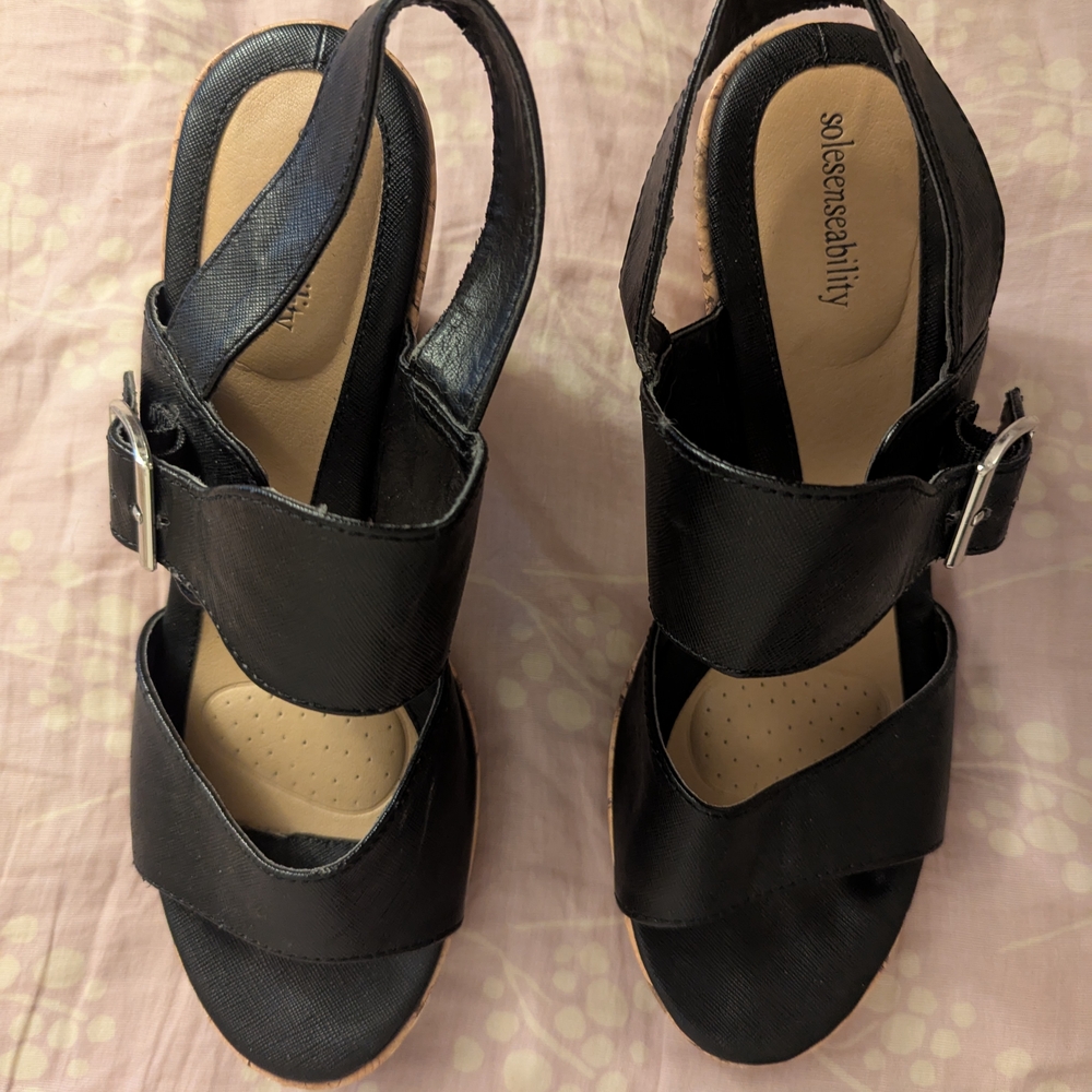 Black Women's Sandals With High Heels Size 9.